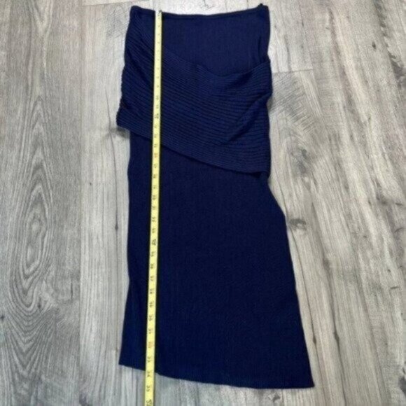Alice McCall Atomic Ribbed Midi Skirt in Ink Navy Size 8 - Picture 4 of 11
